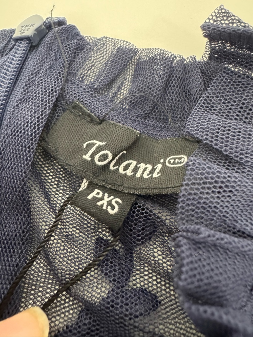 Tolani Shantel Embroidered Mesh Midi Dress Navy Women's Petite XS NWT - Picture 2 of 8